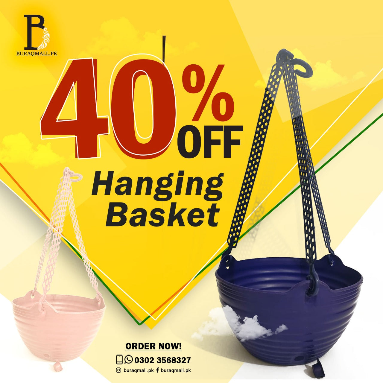 Hanging Fancy Baskets ( Pack of 5 Hanging Baskets)