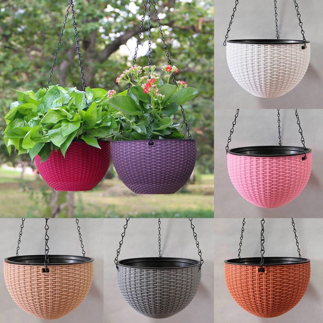 Metal Chain Hanging Baskets ( Pack of 4 )